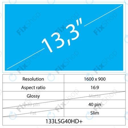 13.3 LCD Slim Fényes 40 pin HD+