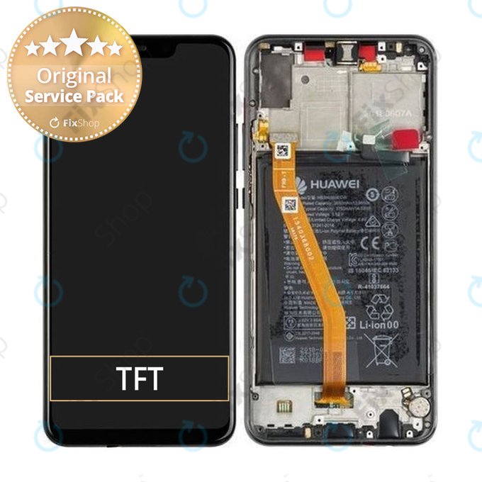 Huawei Nova 3 - LCD Kijelző + Érintőüveg + Keret + Akkumulátor (Black) - 02352BNM, 02352DTH