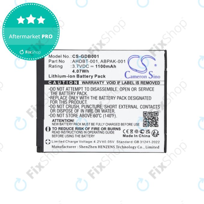 Akkumulátor GoPro HD Hero, Hero2, 1100mAh, Li-Ion, 3.7V, AHDBT-001, HQ