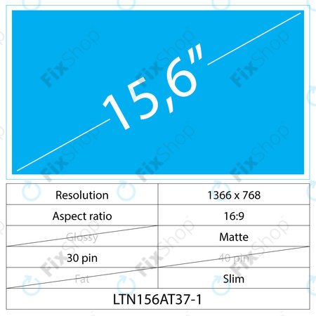 15.6 LCD Slim Matt 30 pin HD