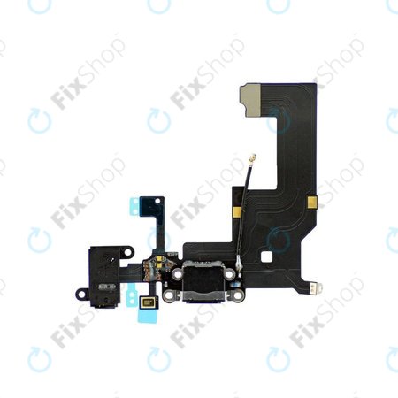 Apple iPhone 5 - Töltő Csatlakozó + Jack Csatlakozó + Mikrofon + Flex Kábelek (Black)