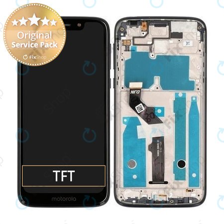 Motorola Moto G7 Play - LCD Kijelző + Érintőüveg + Keret (Starry Black) - 5D68C13298 Genuine Service Pack