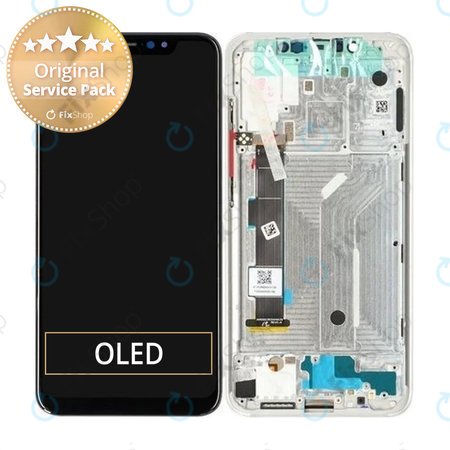 Xiaomi Mi 8 - LCD Kijelző + Érintőüveg + Keret (Silver) - 560310020033, 560310002033 Genuine Service Pack