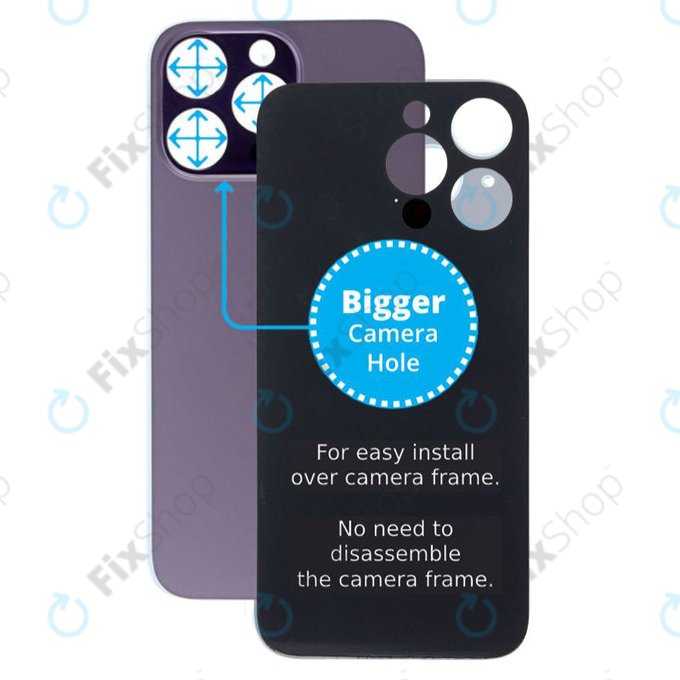 Apple iPhone 14 Pro Max - Hátsó Ház Üveg Nagyobb Kamera Nyílással (Deep Purple)