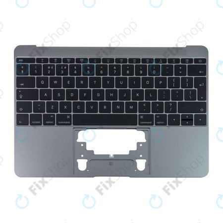 Apple MacBook 12" A1534 (Early 2015 - Mid 2017) - Felső Billentyűzet Keret + Billentyűzet UK (Space Gray)