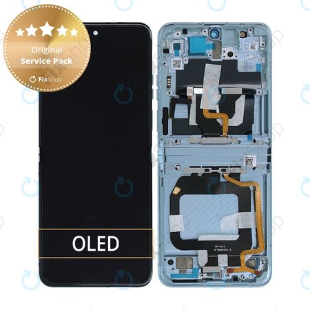 Motorola Razr 40 Ultra - LCD Kijelző + Érintőüveg + Keret (Glacier Blue) - 5D68C22597 Genuine Service Pack