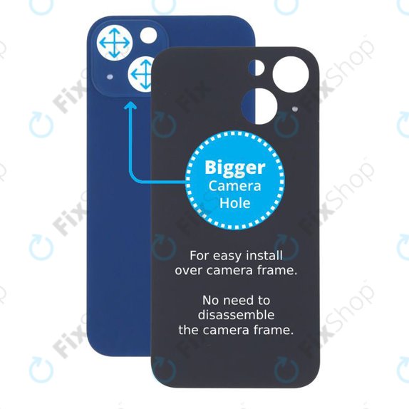 Apple iPhone 13 Mini - Hátsó Ház Üveg Nagyobb Kamera Nyílással (Blue)