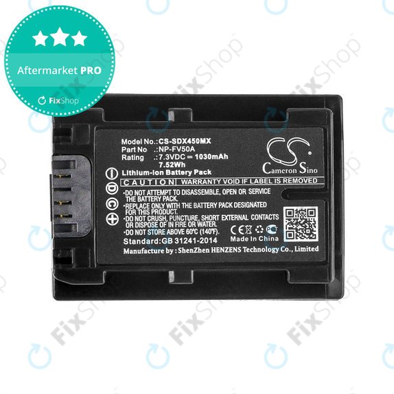 Akkumulátor Sony FDR-AX33, 40, 45, 53, 60, 700, P33, HDR-CX450, 625, 1030mAh, Li-Ion, 7.3V, NP-FV50A, HQ