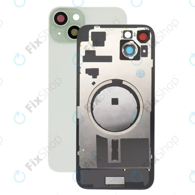Apple iPhone 15 Plus - Hátsó üveg + Kamera lencse + Fémlemez + Magsafe mágnes (Green)