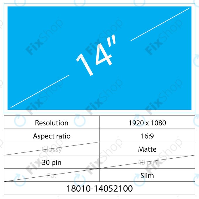 14 LCD Slim Matt 30 pin Full HD
