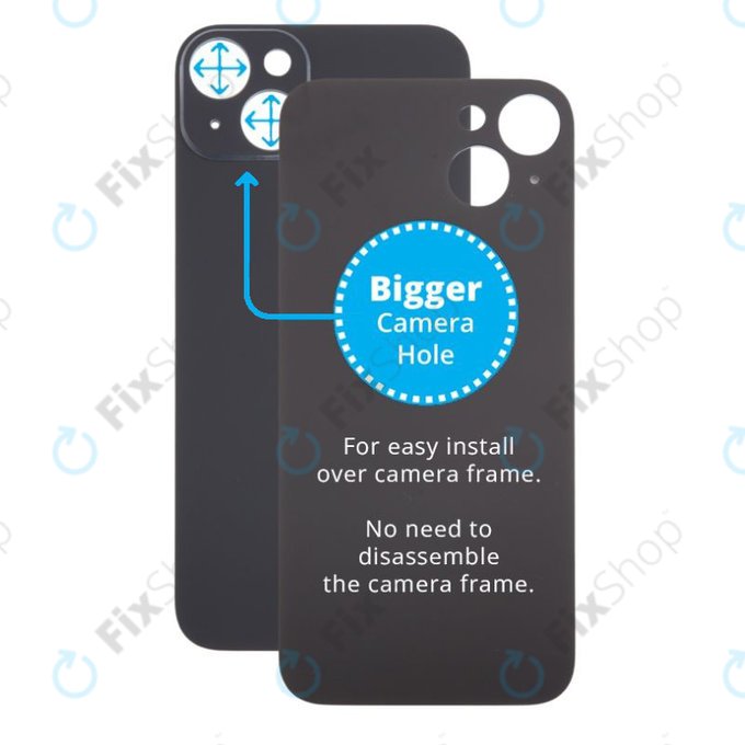 Apple iPhone 15 Plus - Hátsó Ház Üveg Nagyobb Kamera Nyílással (Black)