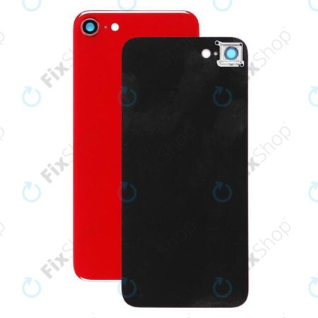 Apple iPhone 8 - Hátsó Ház Üveg + Hátlapi Kameralencse Üveg (Red)