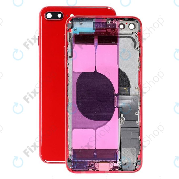 Apple iPhone 8 Plus - Hátsó Ház Apró Alkatrészekkel (Red)