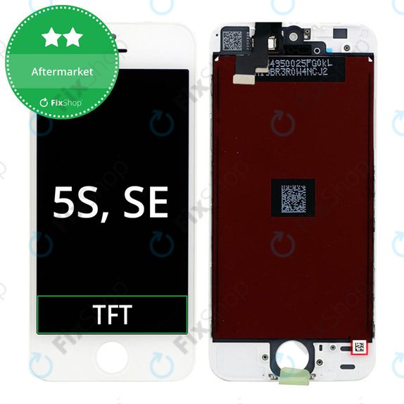 Kijelző iPhone 5S, SE, White, Érintőüveg kerettel