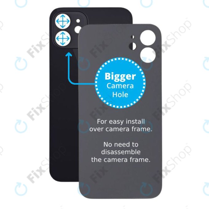 Apple iPhone 12 - Hátsó Ház Üveg Nagyobb Kamera Nyílással (Black)